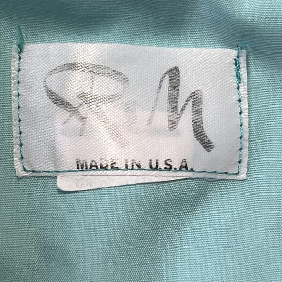 Vintage RM Dress Womens Large Puff Sleeve Applique Made USA 80s - Picture 4 of 7